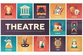 Theatre - set of flat design infographics elements