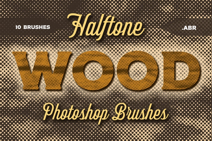 10 Halftone Wood Texture Brushes