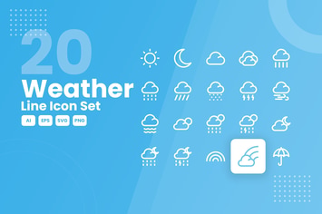 20 Weather Line Icon Set