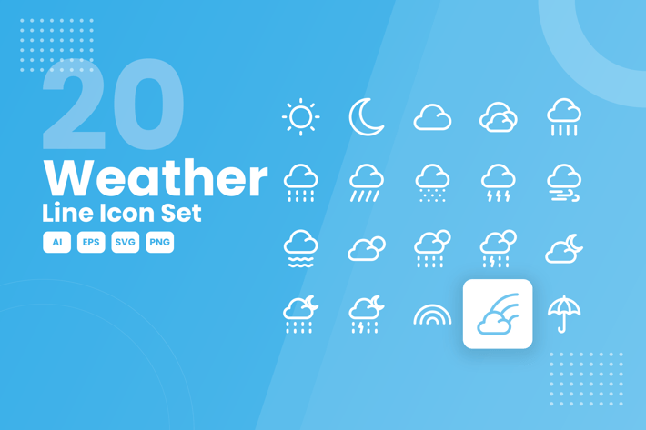 20 Weather Line Icon Set