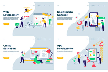 Set of Landing Page Templates Flat Concept