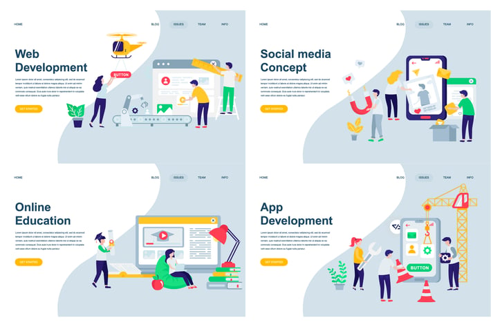 Set of Landing Page Templates Flat Concept