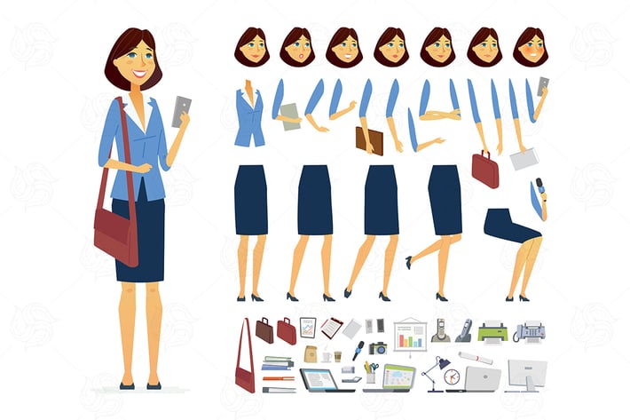 Businesswoman - cartoon character constructor