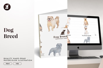 Dog Breed hand-drawn illustration