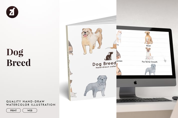 Dog Breed hand-drawn illustration