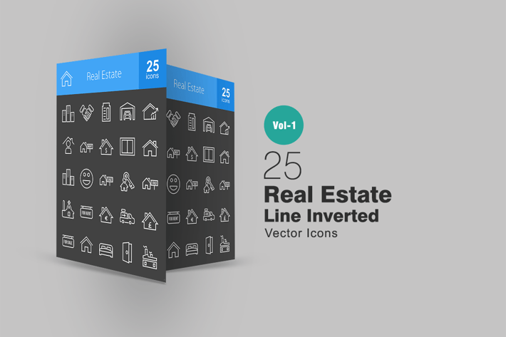 25 Real Estate Line Inverted Icons