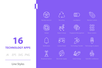 Automation Technology Icon Set Line Styles