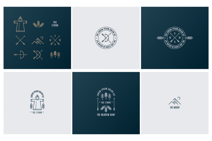Trendy Retro Vintage Insignias and Logo. The ethno