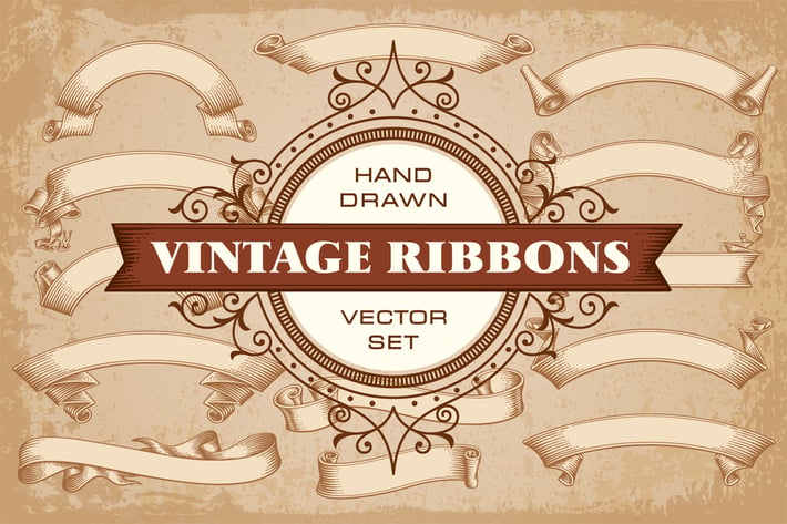 Vintage Ribbons Banners Vector Set