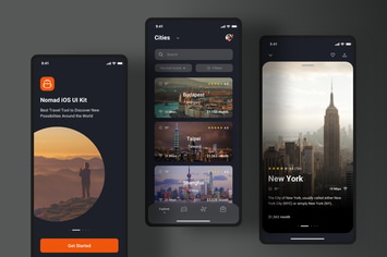 Explore cities app - Dark Mode (iOS)