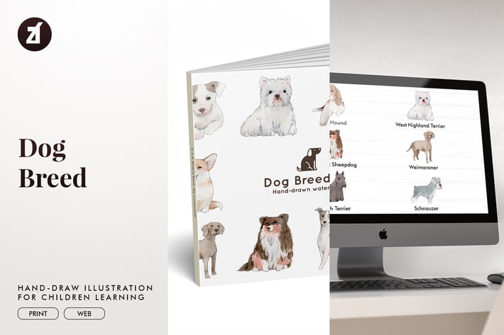 Dog Breed hand-drawn illustration