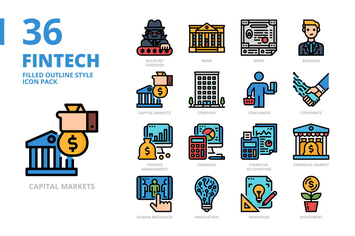 Fintech Filled Outline Style Icon Set