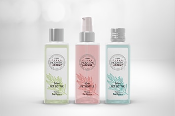 Clear 50ml Square PET Bottles Packaging Mockup