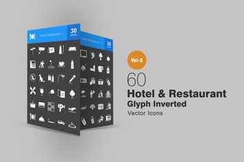 60 Hotel & Restaurant Glyph Inverted Icons