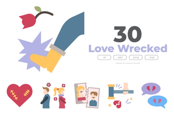 30 Love Wrecked Icons - FLAT
