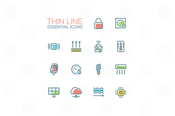 Smart House - Thin Single Line Icons Set