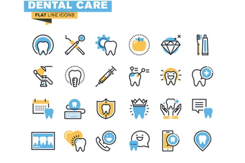 Flat line colorful icons collection