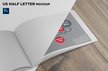 US Half Letter Brochure Mockup Closeup Right Page