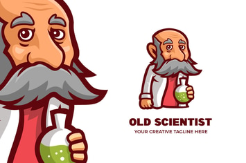 Old Professor Scientist Mascot Logo Template