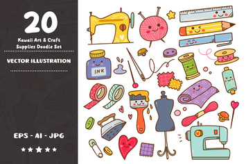Kawaii Art and Craft Supplies Doodle Set