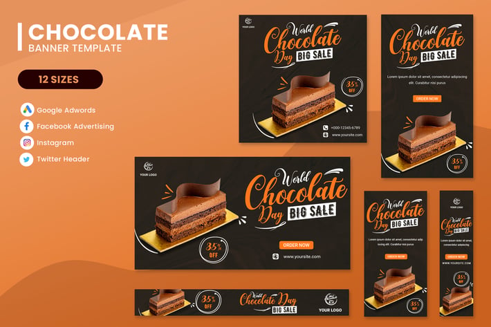 World Chocolate Day Banner Ads Set Template