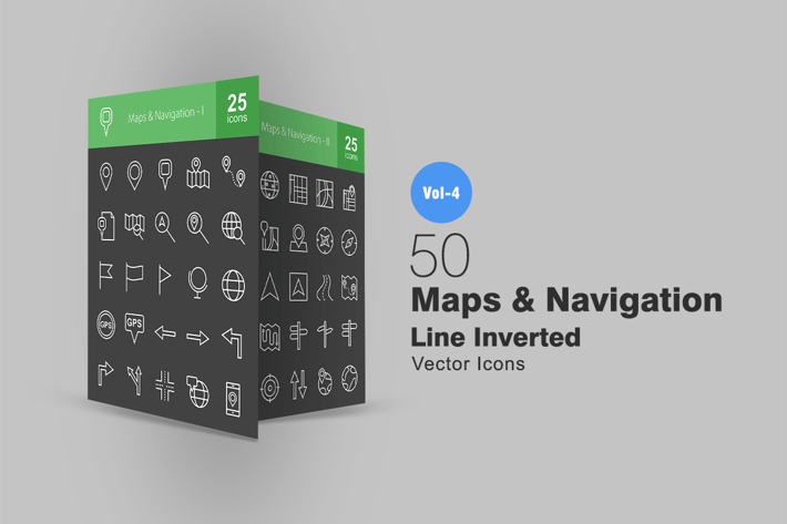 50 Maps & Navigation Line Inverted Icons