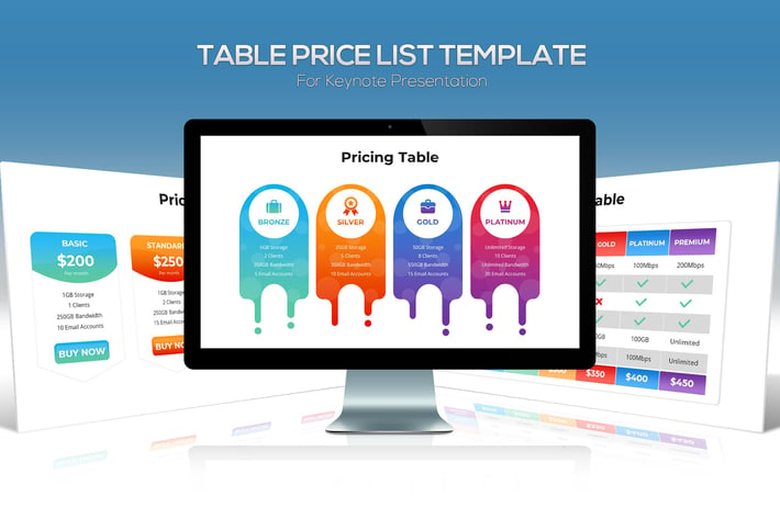 Table Price List for Keynote Template