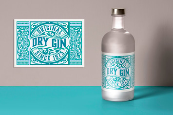Vintage gin label layout