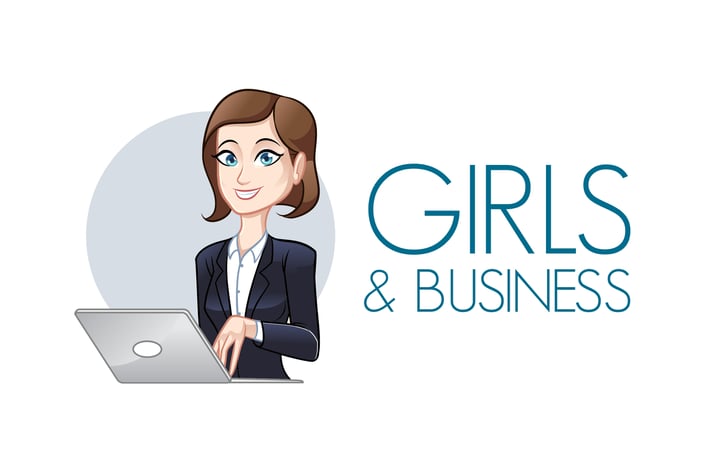 Smiling Young Busineswoman With Laptop Logo