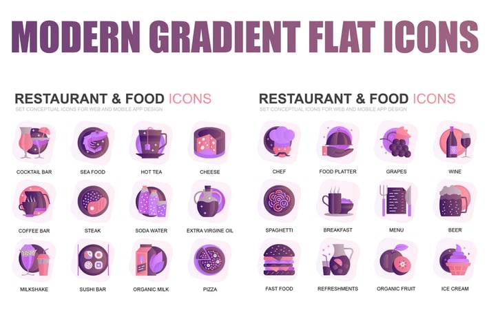 Modern Set Gradient Flat Icons