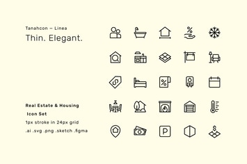 Real Estate and Housing Icon Set - Linea