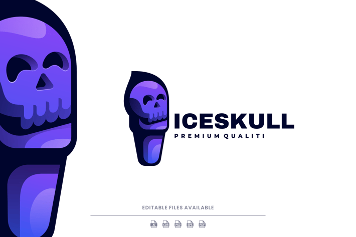 Ice Skull Gradient Logo