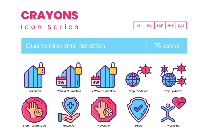 75 Quarantine and Isolation Line Icons