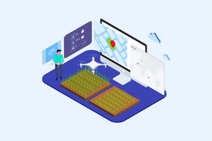 Automatic Watering with Drones Isometric - T2