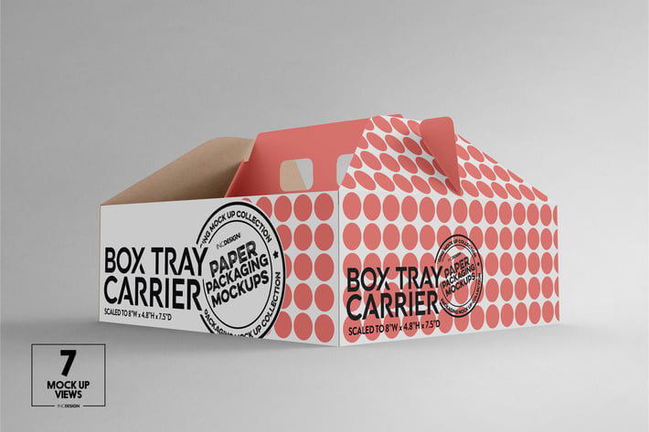 Paper Box Carrier Tray Packaging Mockup