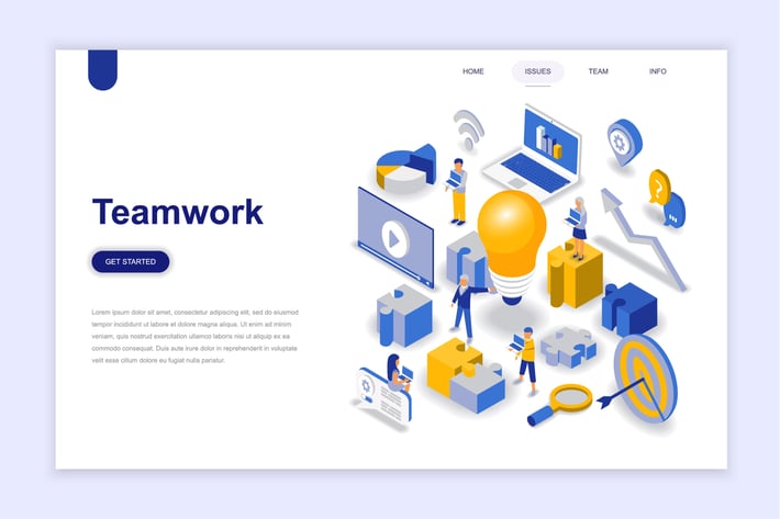 Teamwork Isometric Landing Page