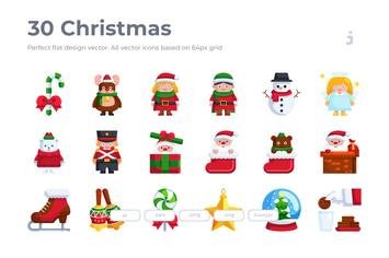 30 Christmas Icons - Flat