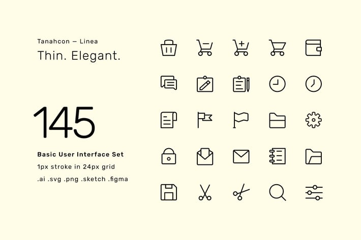 145 Basic UI Icon Set - Linea