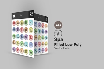 50 Spa Filled Low Poly Icons