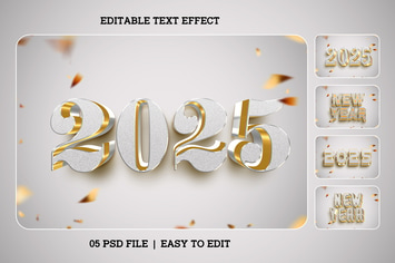 New Year 2025 Editable Text Effect Set