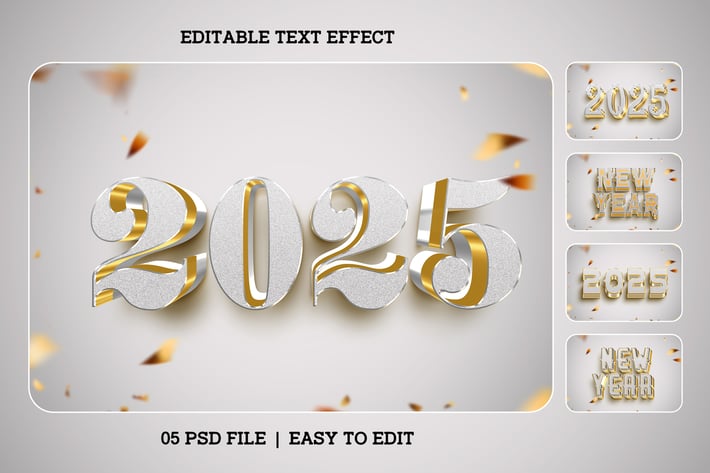 New Year 2025 Editable Text Effect Set