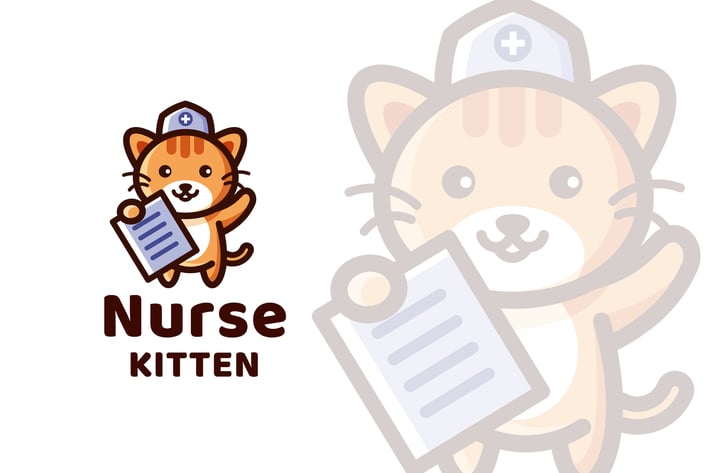Nurse Kitten Logo Template