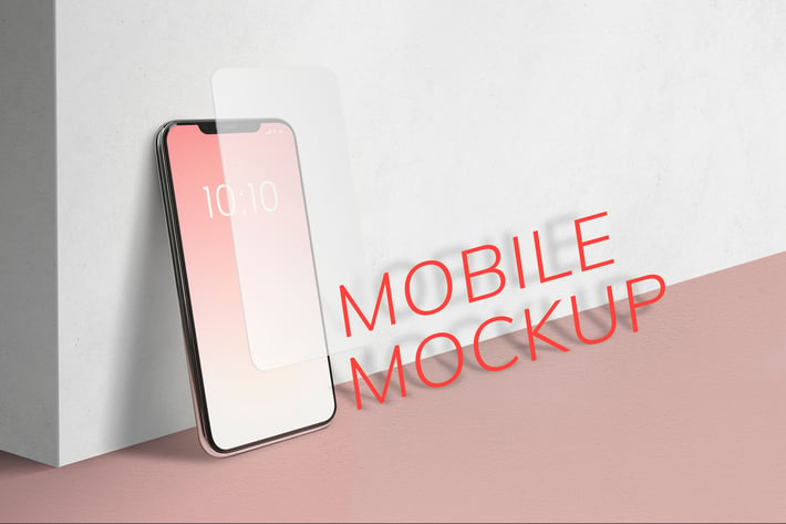 Smartphone mockup with pink gradient background