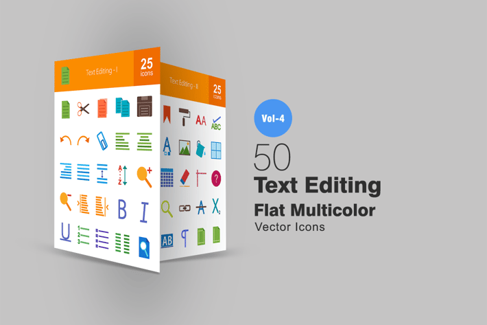 50 Text Editing Flat Multicolor Icons