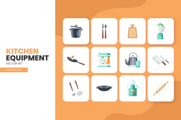 Kitchen Equipment Set - Vector Illustration