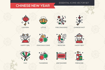 Chinese New Year Icons Set