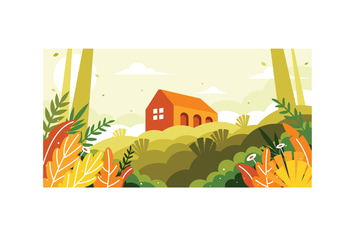 A view of a building on a hill illustration