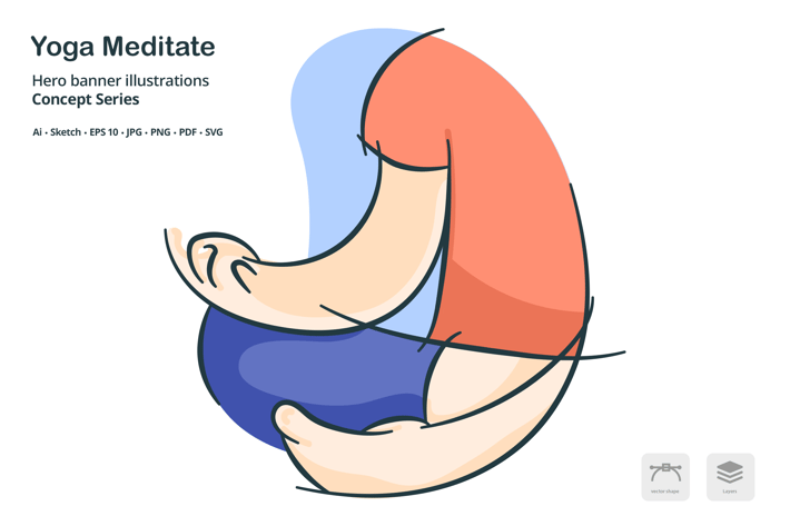 Yoga Meditation Pose Vector Illustration