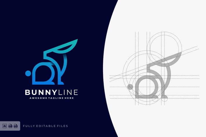Bunny Color Line Logo Template
