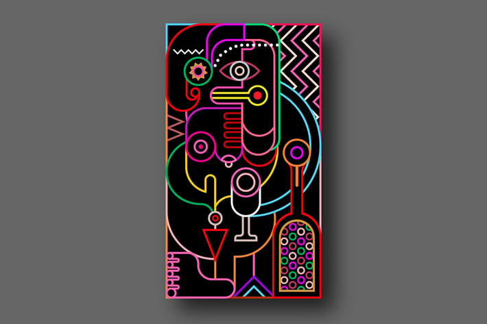 Abstract portrait of a woman neon colors